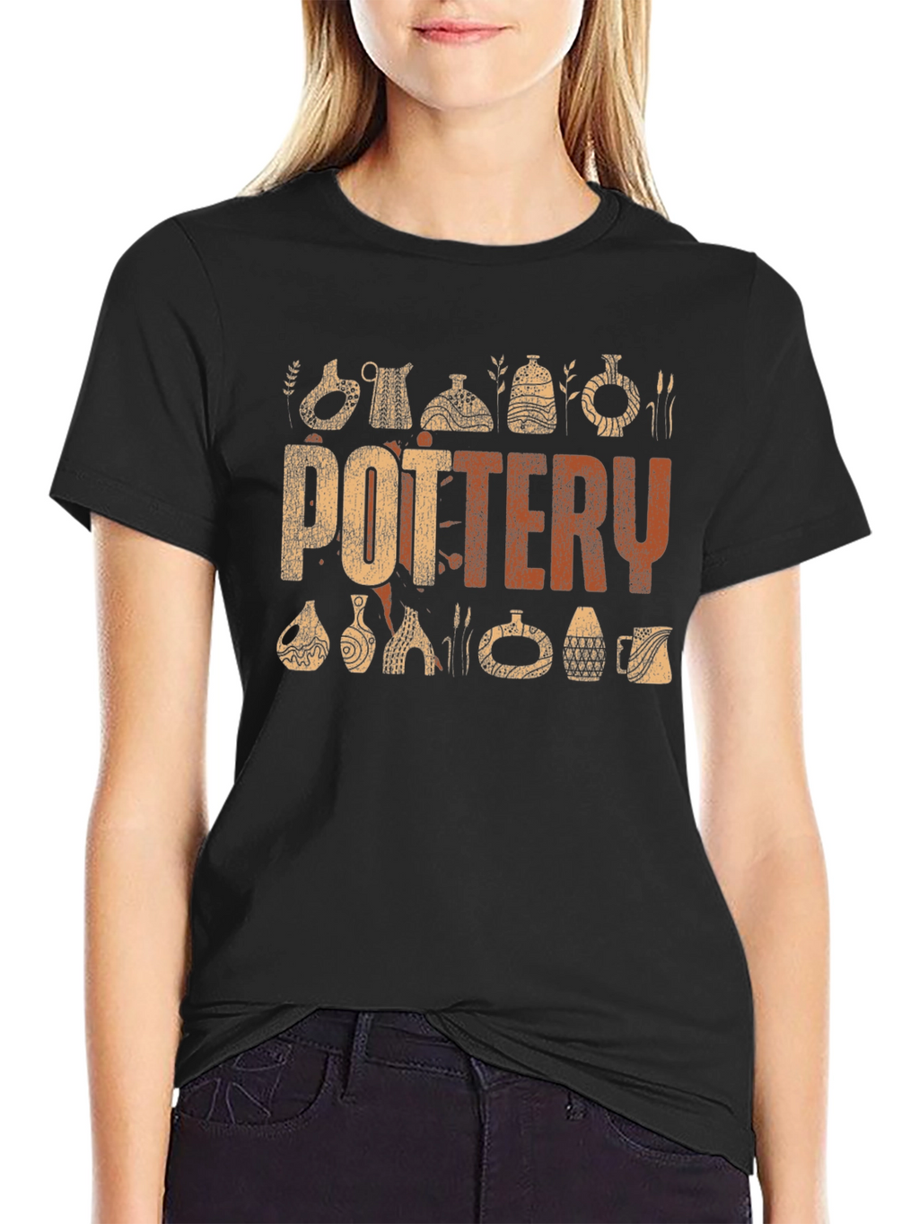 Pottery Graphic Print Crew Neck T-Shirt