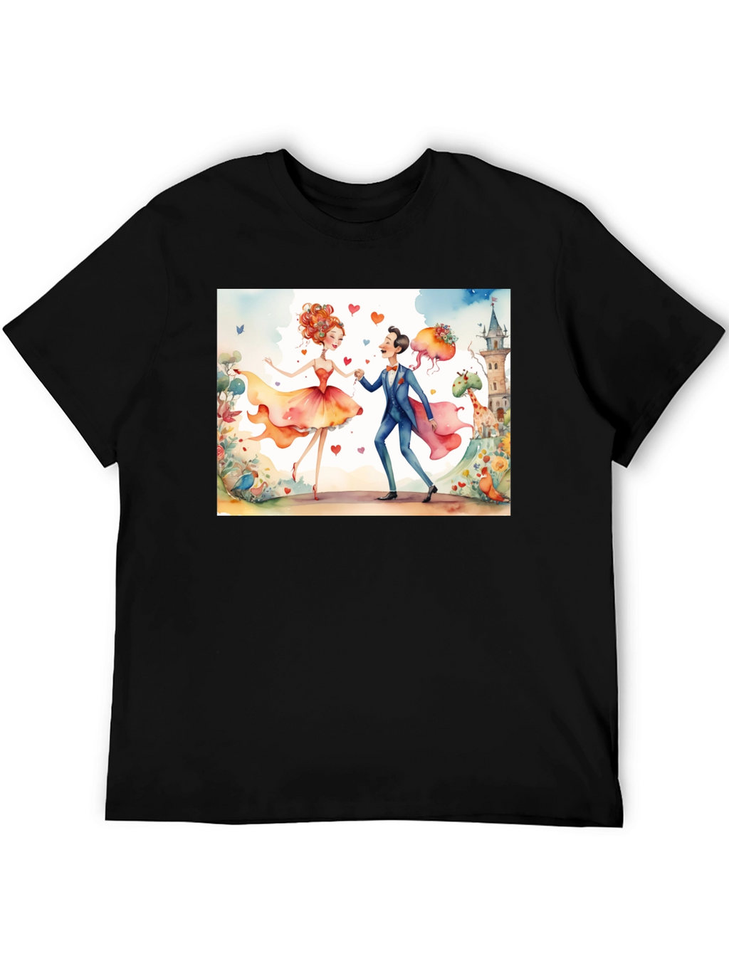 Romantic Watercolor Graphic T-Shirt