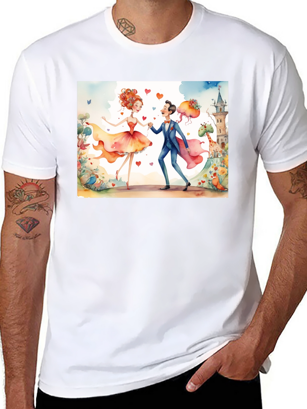 Romantic Watercolor Graphic T-Shirt