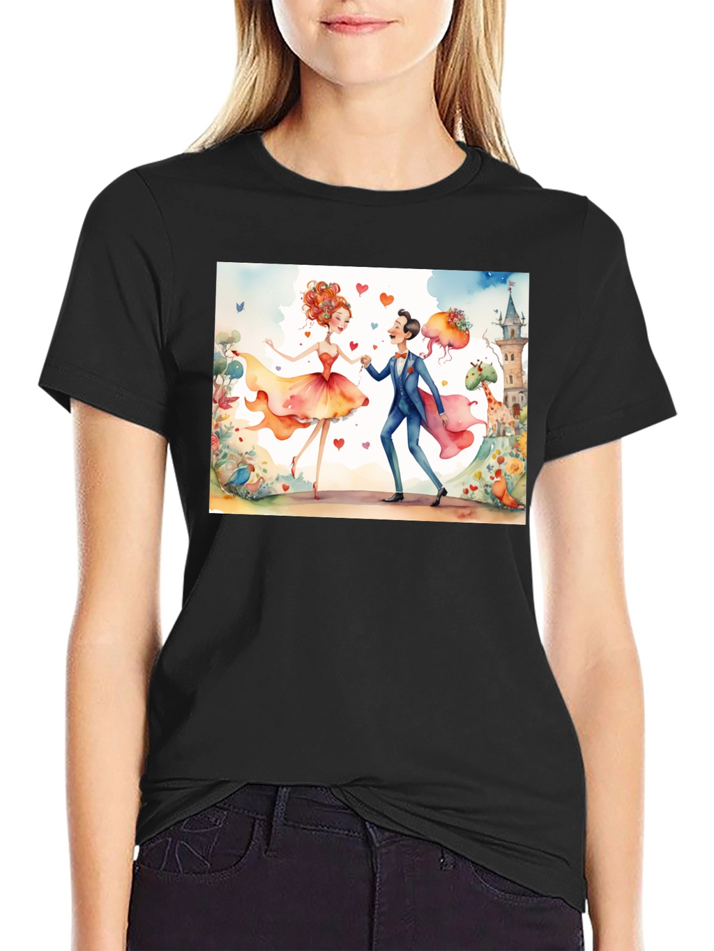Romantic Watercolor Graphic T-Shirt