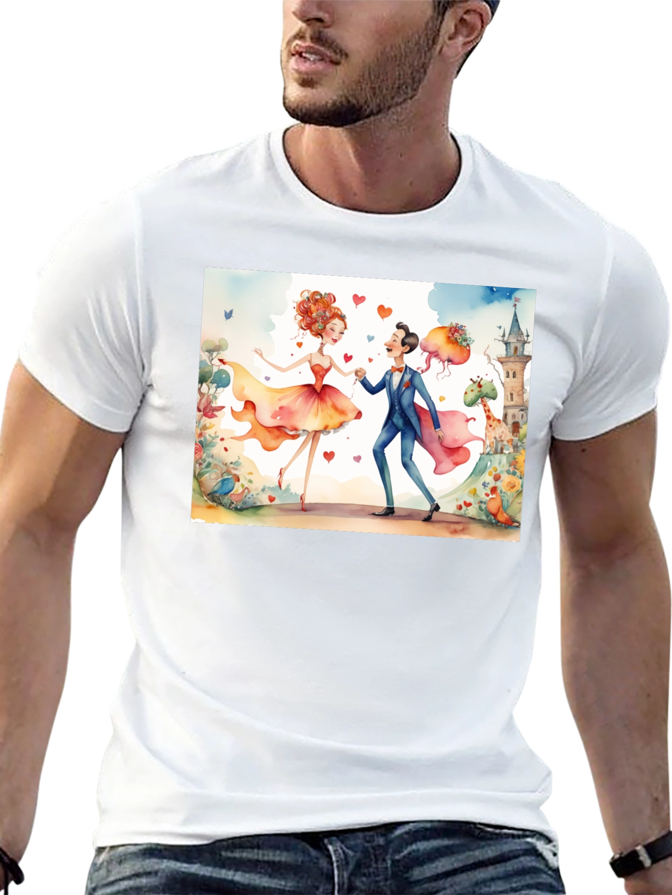 Romantic Watercolor Graphic T-Shirt