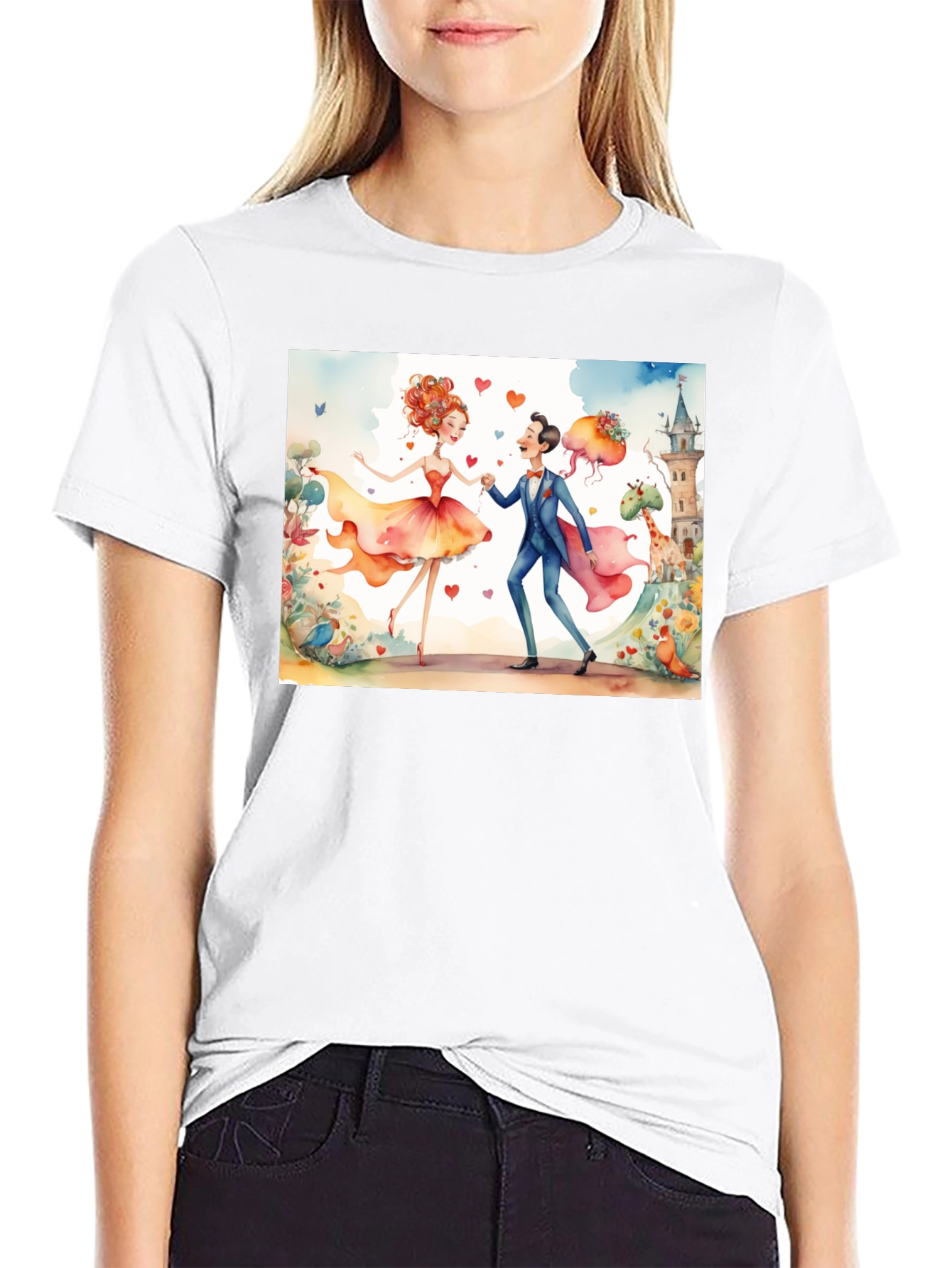Romantic Watercolor Graphic T-Shirt