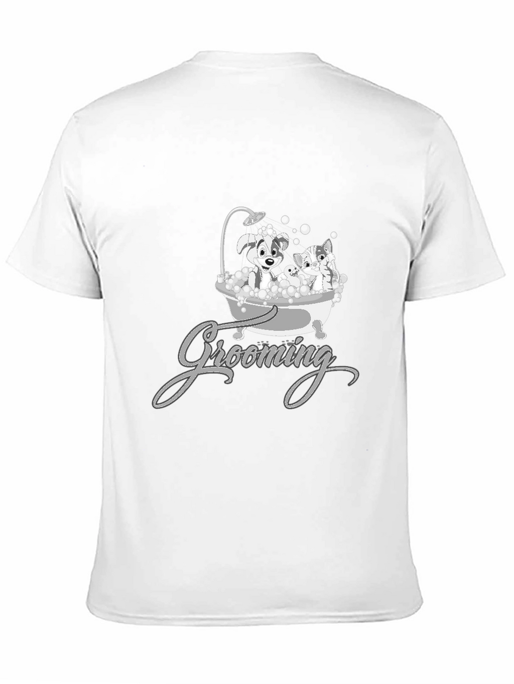 Cute Pet Grooming T-Shirt - Dog and Cat Cartoon