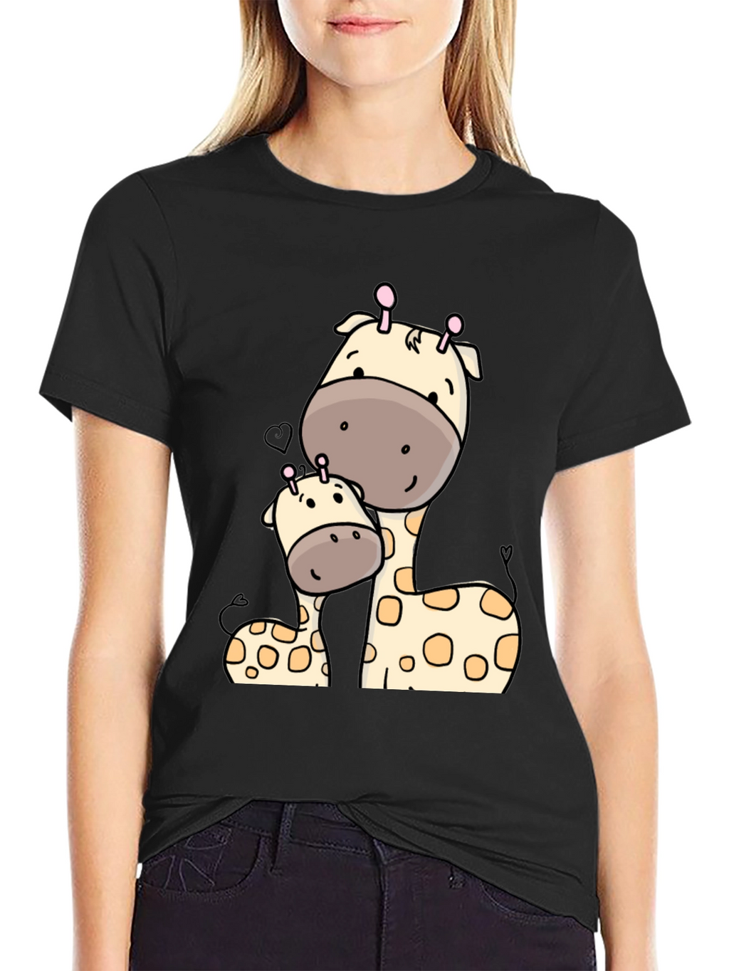 Cute Giraffe Mom and Baby Graphic T-Shirt