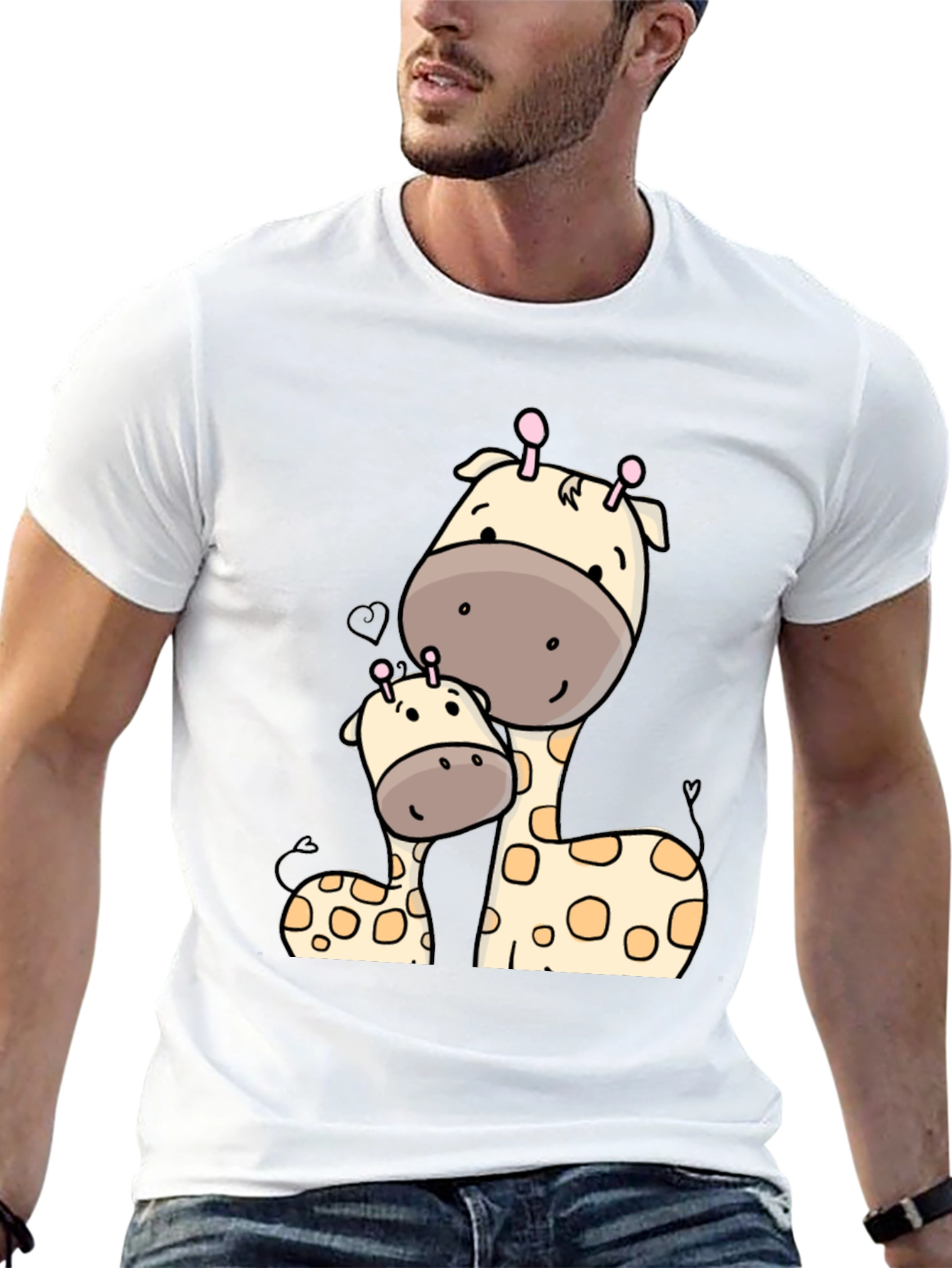 Cute Giraffe Mom and Baby Graphic T-Shirt