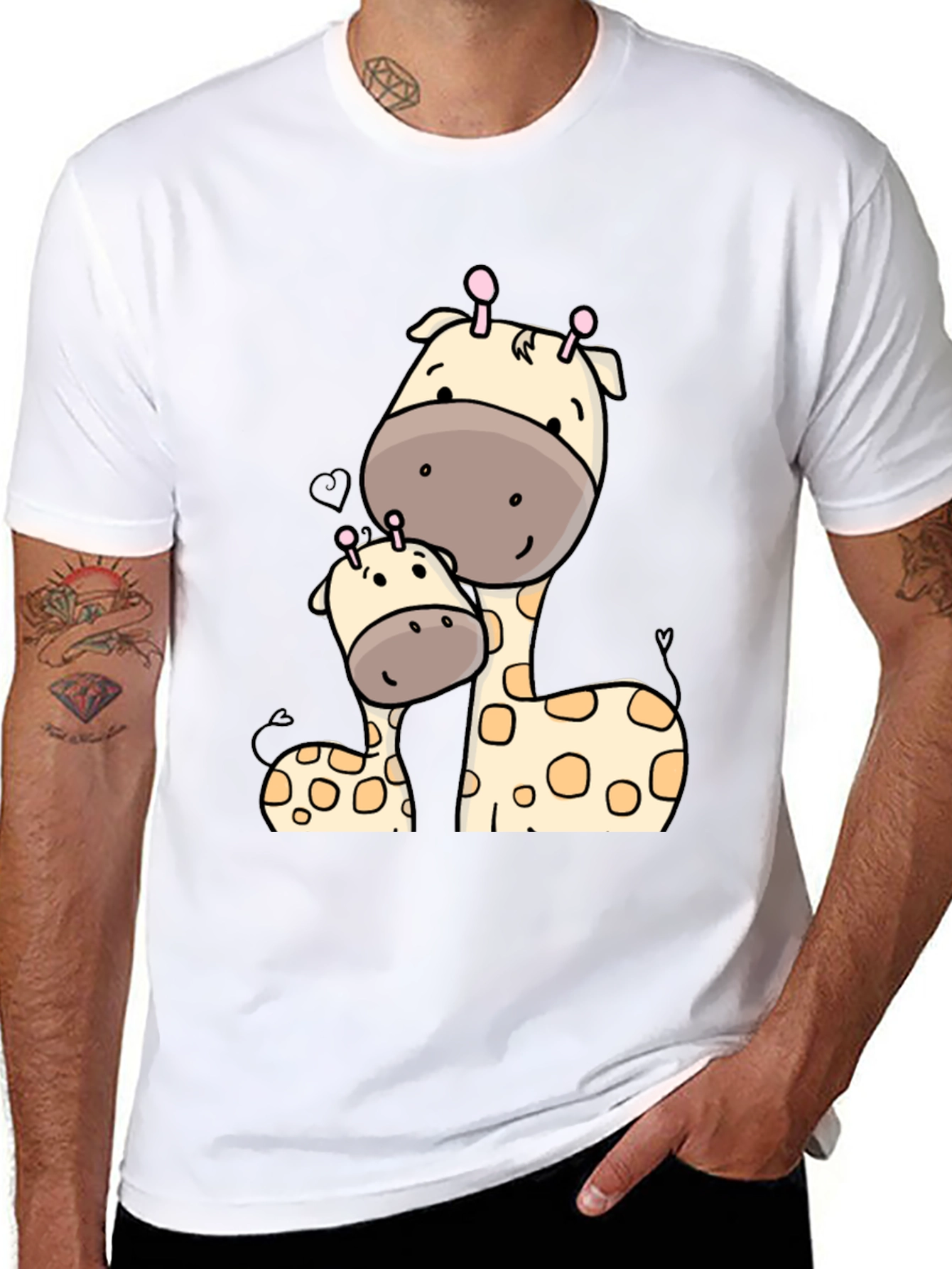 Cute Giraffe Mom and Baby Graphic T-Shirt