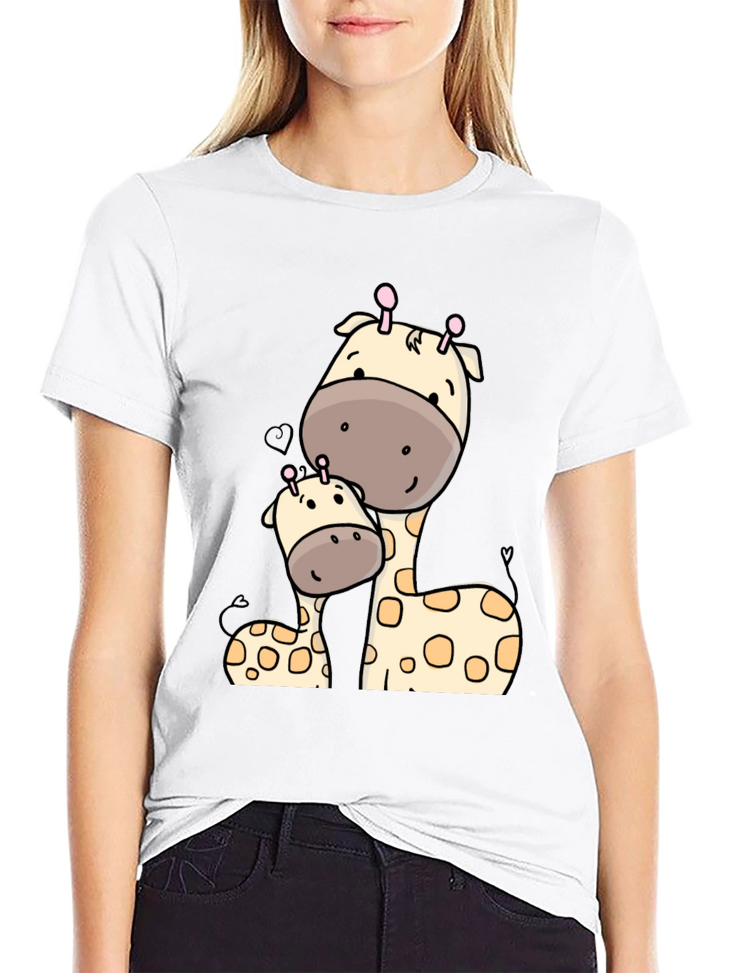 Cute Giraffe Mom and Baby Graphic T-Shirt
