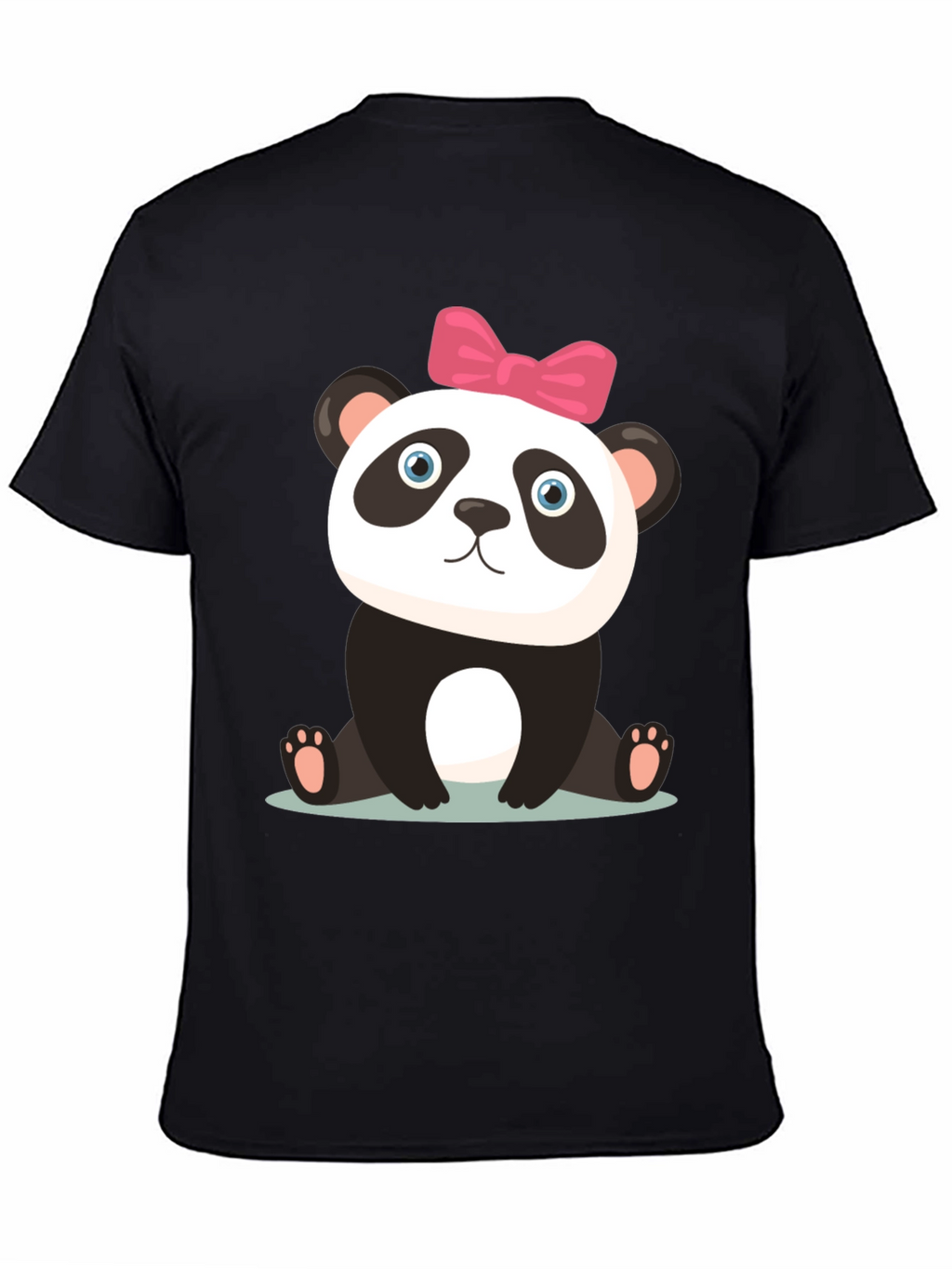 Cute Panda Bear Graphic Black T-Shirt