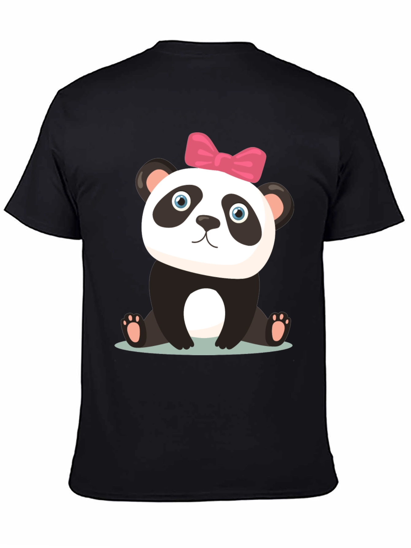 Cute Panda Bear Graphic Black T-Shirt