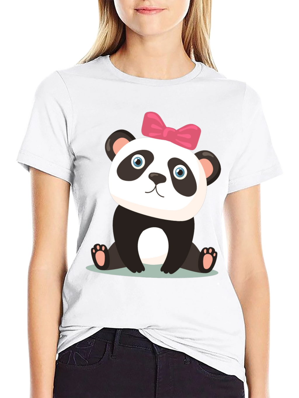 Cute Panda Bear Graphic Black T-Shirt
