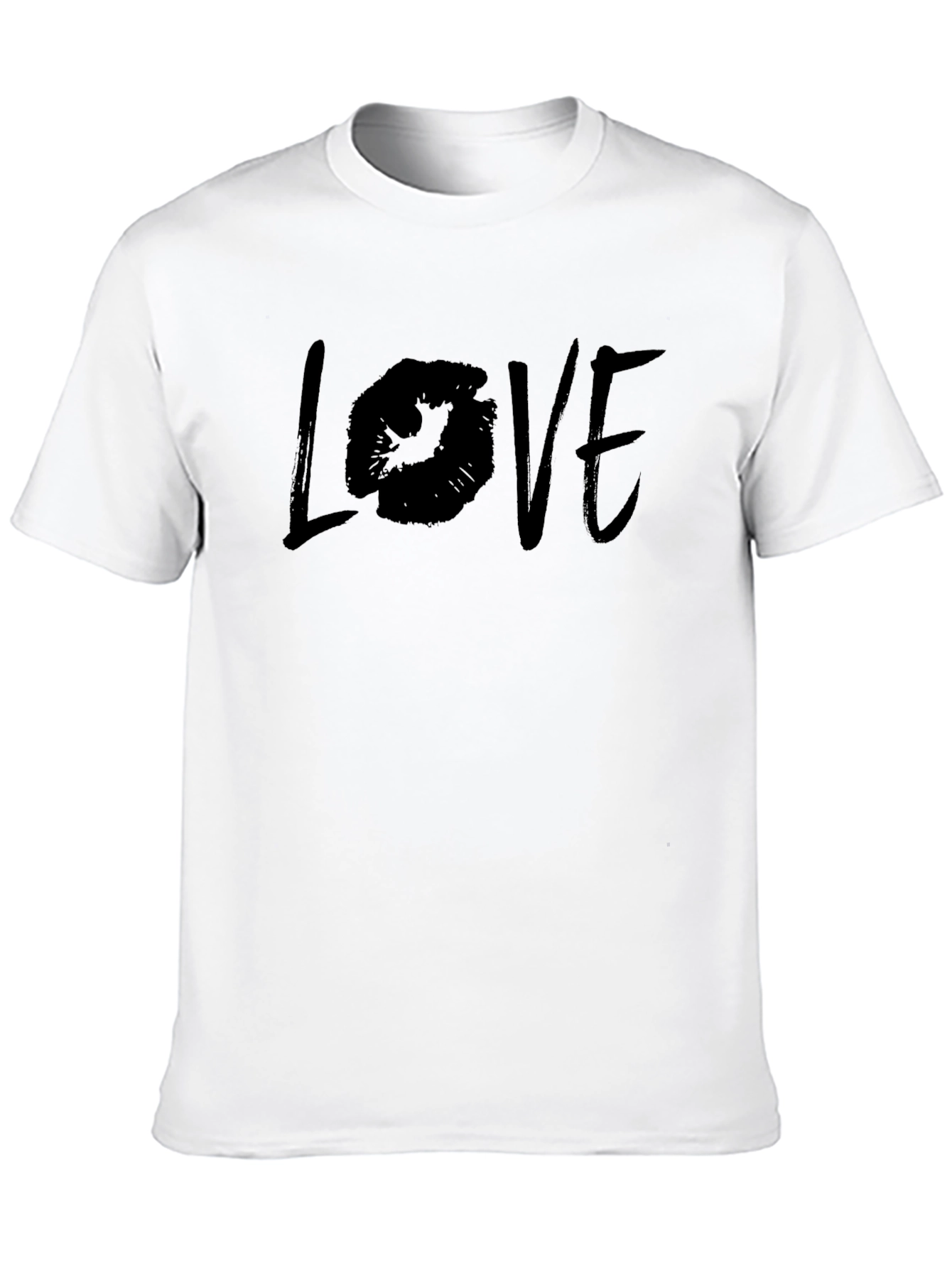 Love Lips Print Black Cotton T-Shirt