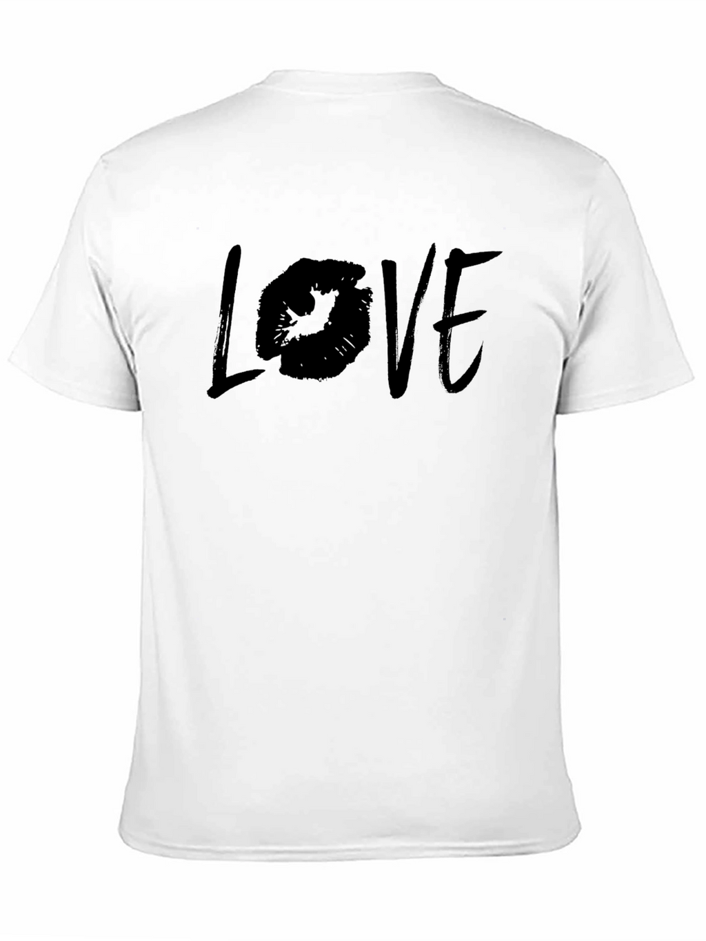Love Lips Print Black Cotton T-Shirt