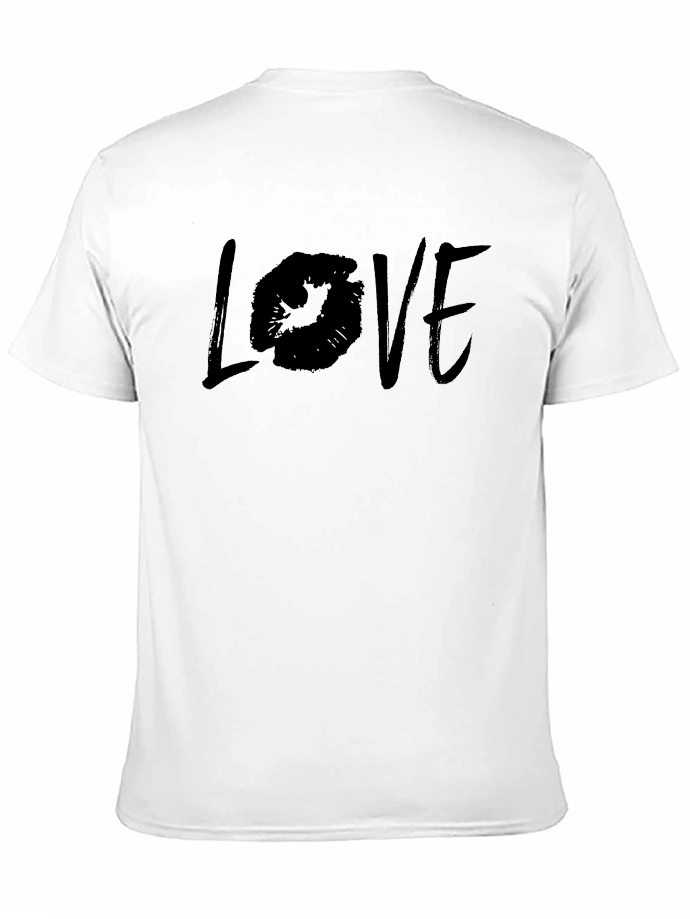 Love Lips Print Black Cotton T-Shirt