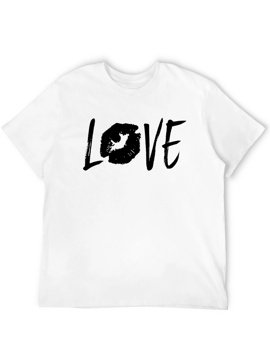 Love Lips Print Black Cotton T-Shirt