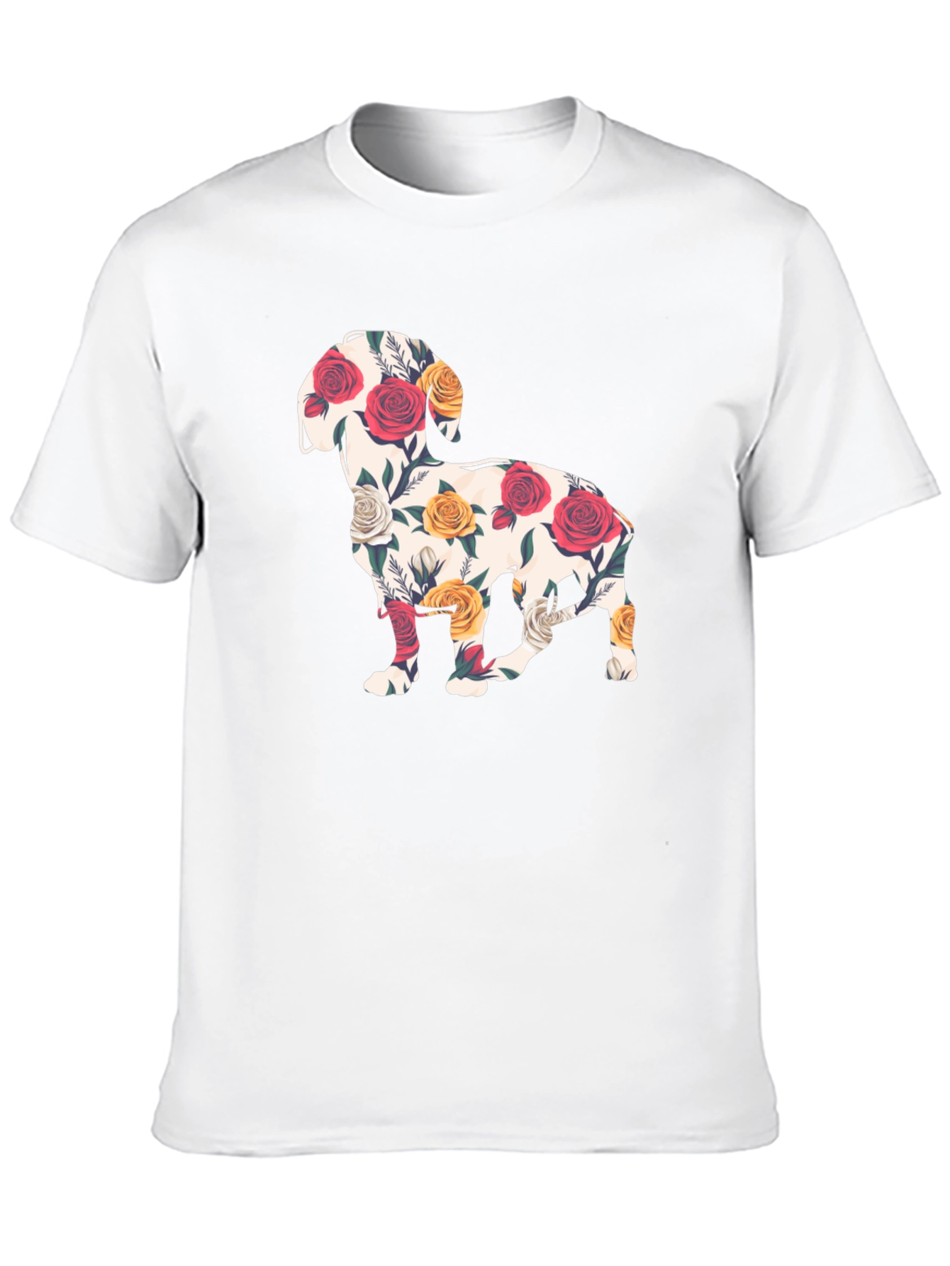 Floral Dog Silhouette T-Shirt - Unique Graphic Tee