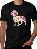 Floral Dog Silhouette T-Shirt - Unique Graphic Tee