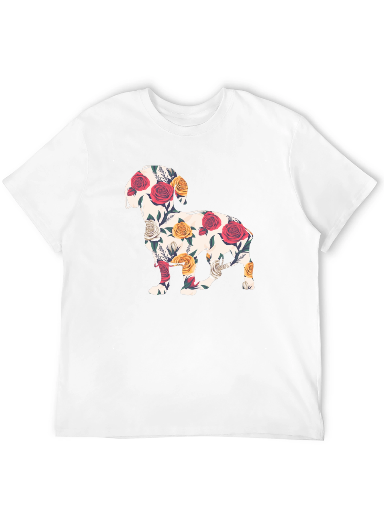 Floral Dog Silhouette T-Shirt - Unique Graphic Tee