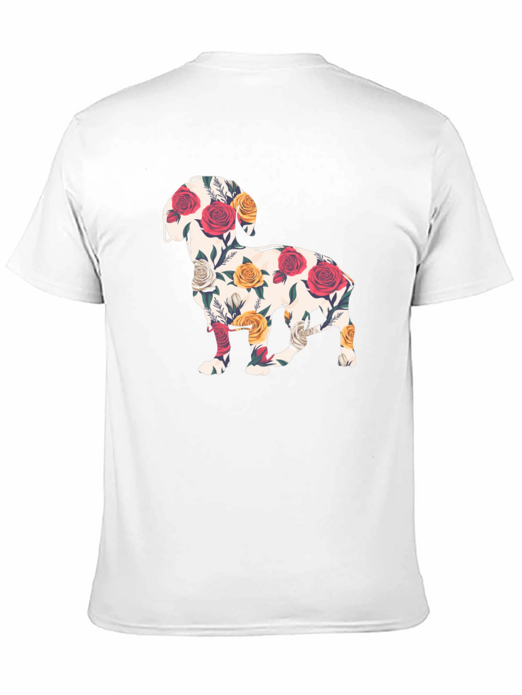 Floral Dog Silhouette T-Shirt - Unique Graphic Tee