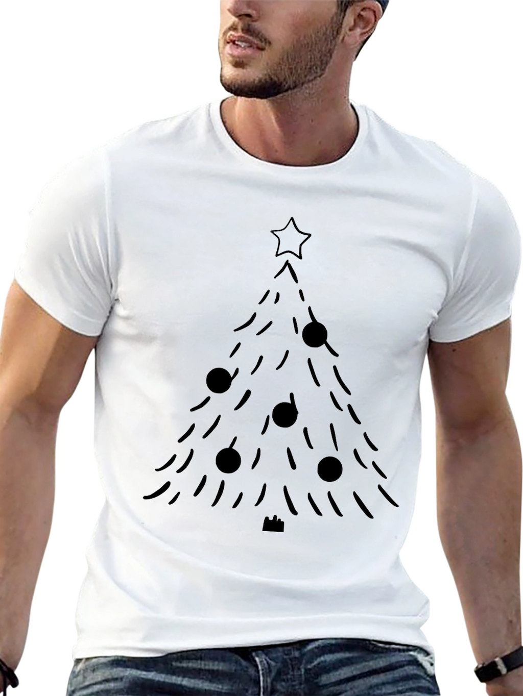 Christmas Tree Graphic Tee - Black