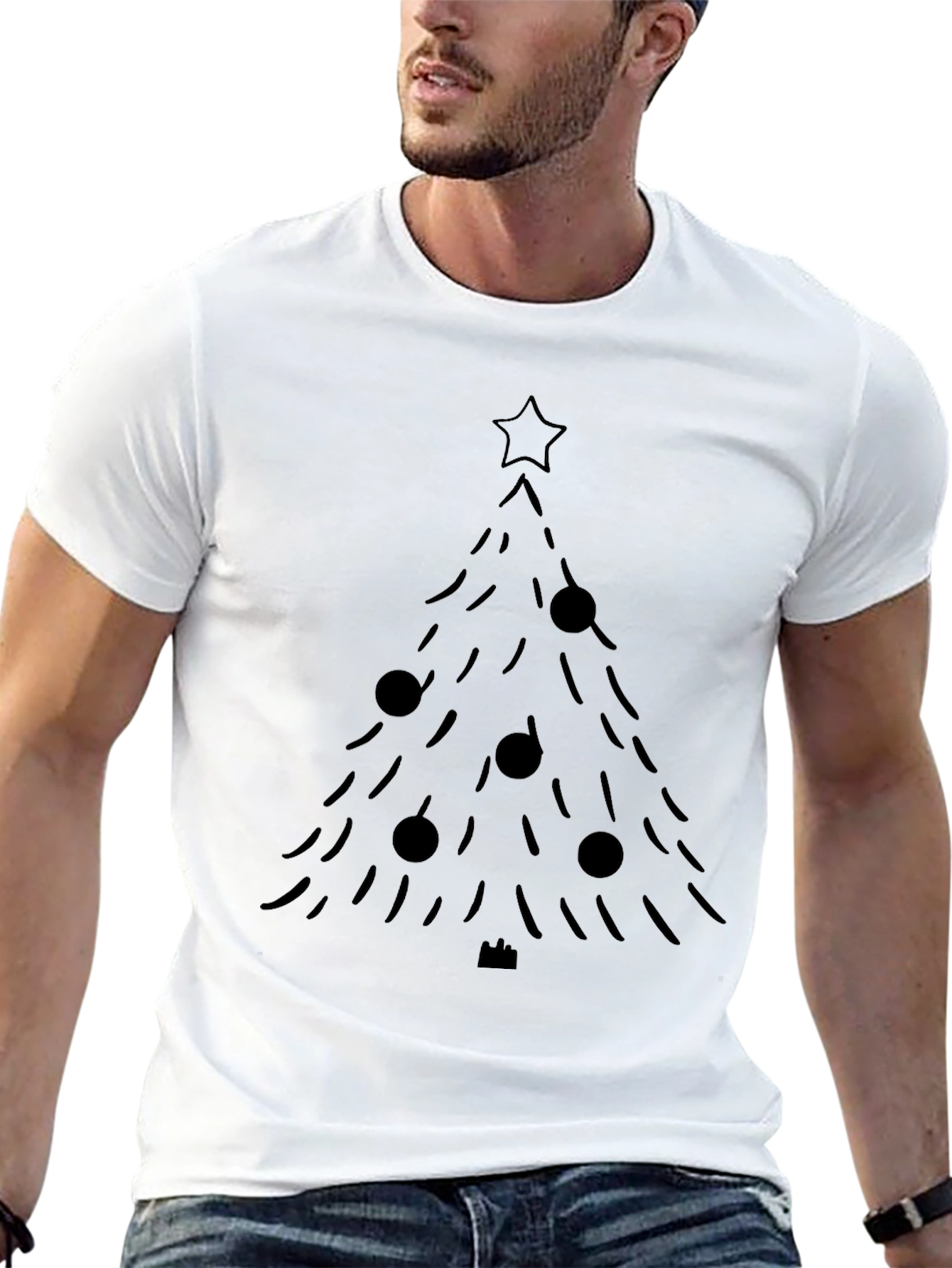 Christmas Tree Graphic Tee - Black