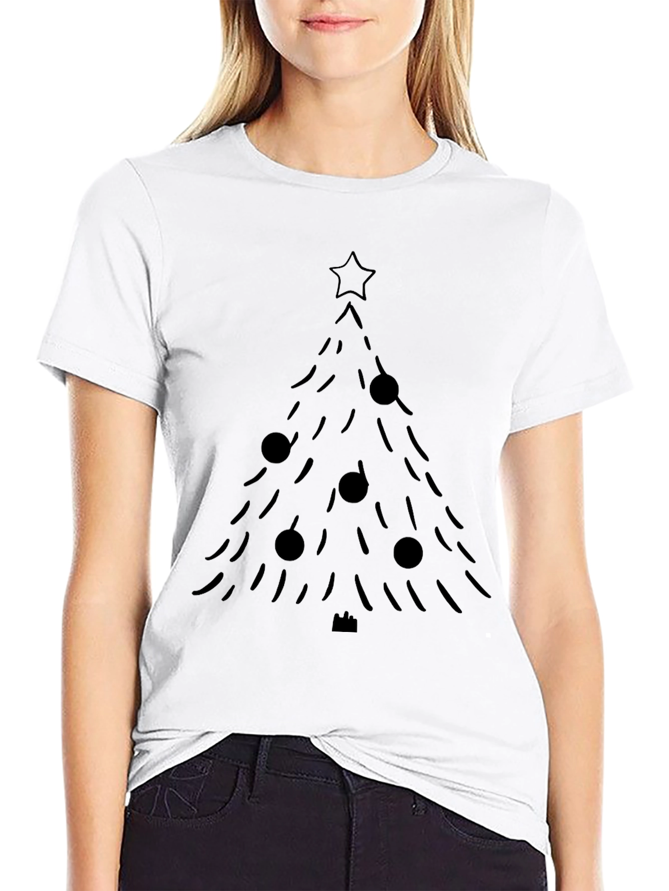 Christmas Tree Graphic Tee - Black