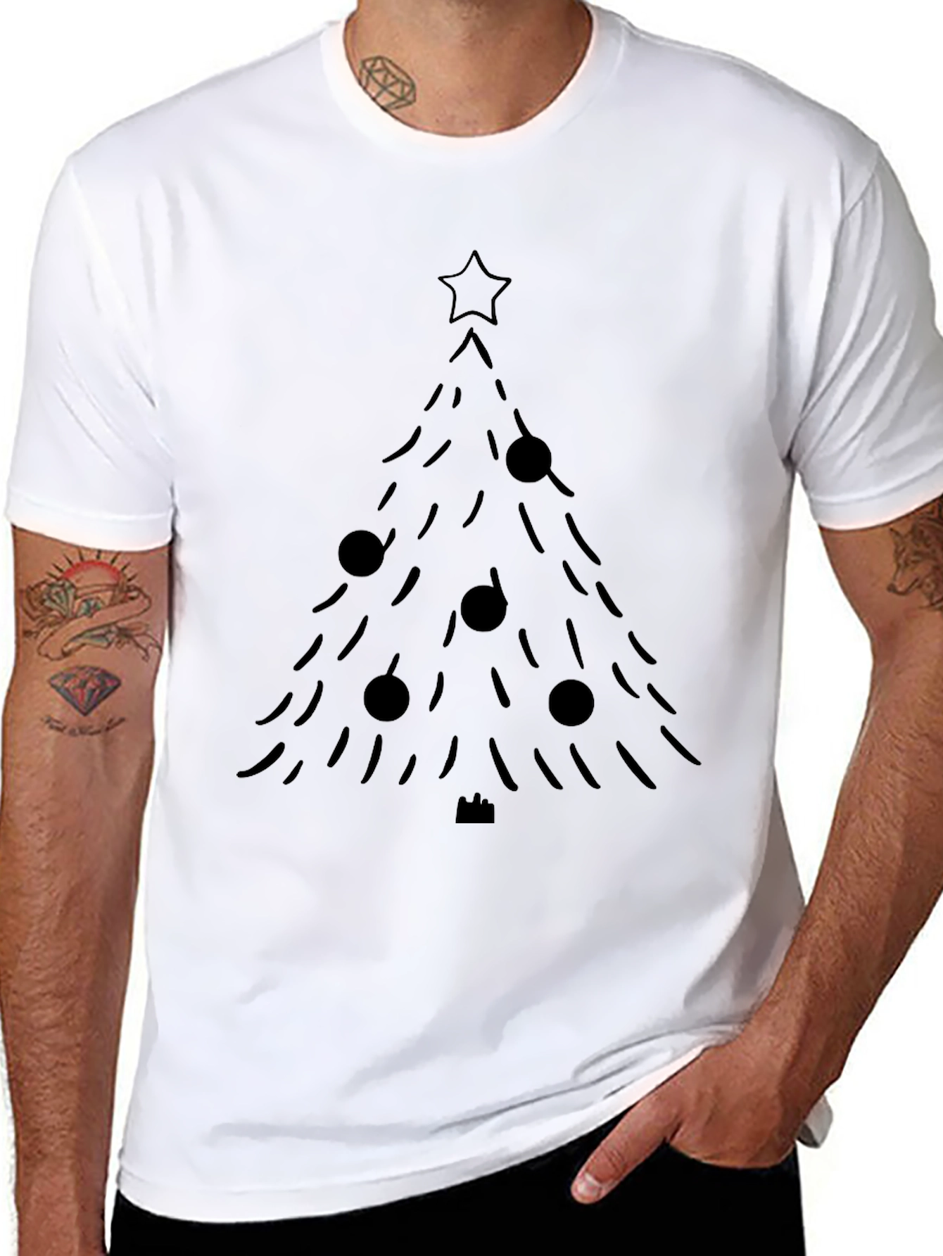 Christmas Tree Graphic Tee - Black