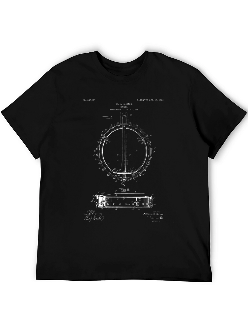 Banjo Patent Graphic Tee - Unique Music Lover Shirt