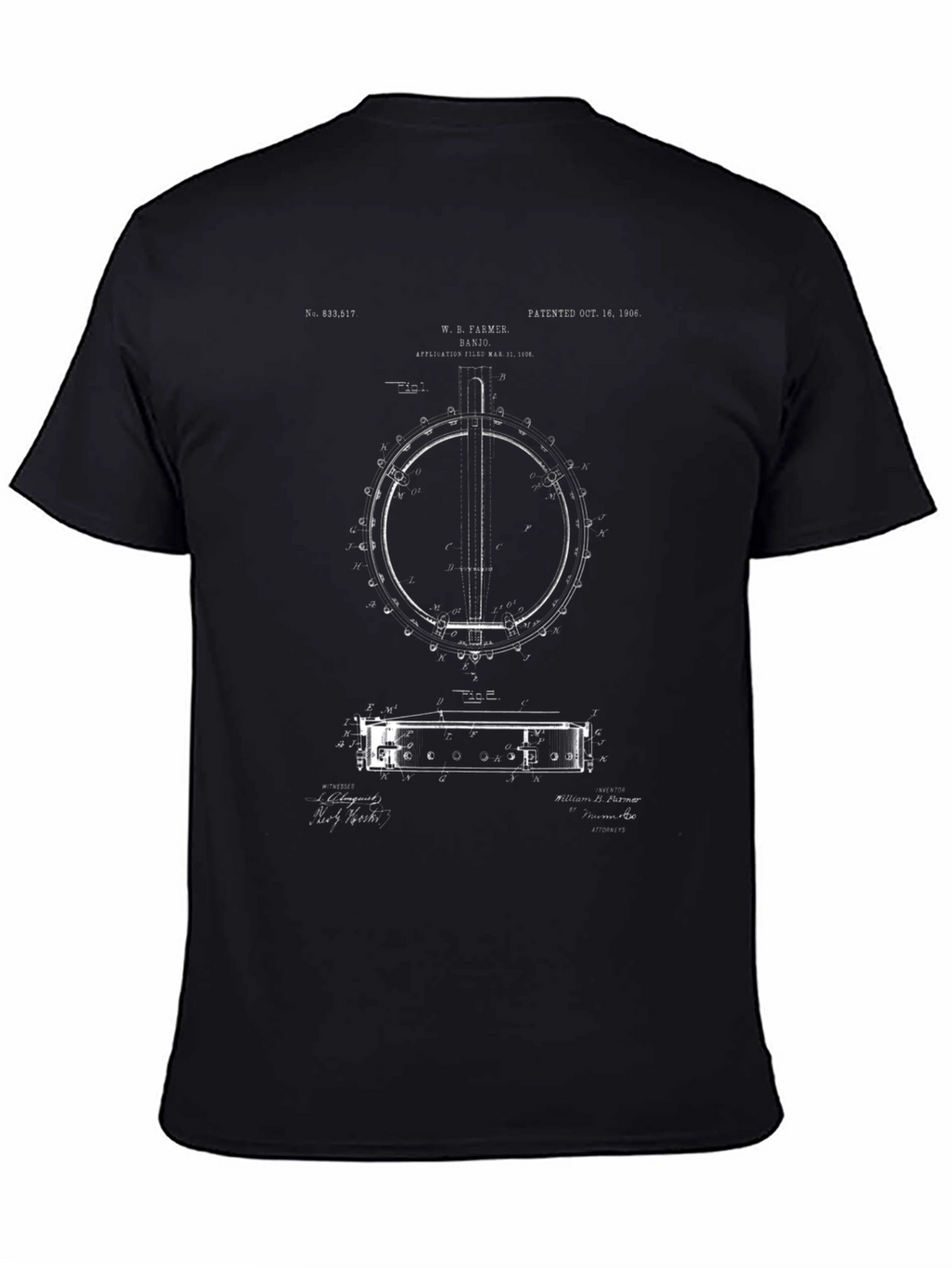 Banjo Patent Graphic Tee - Unique Music Lover Shirt