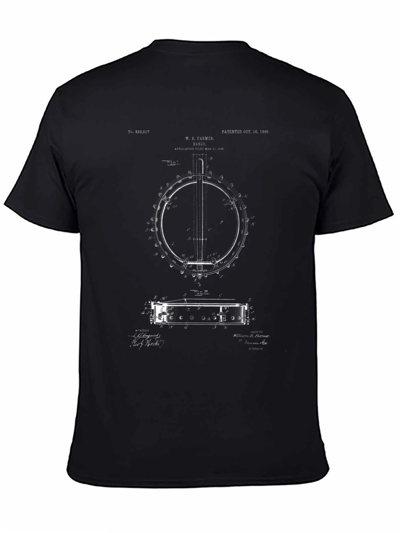 Banjo Patent Graphic Tee - Unique Music Lover Shirt