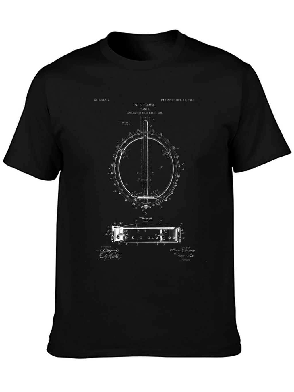 Banjo Patent Graphic Tee - Unique Music Lover Shirt