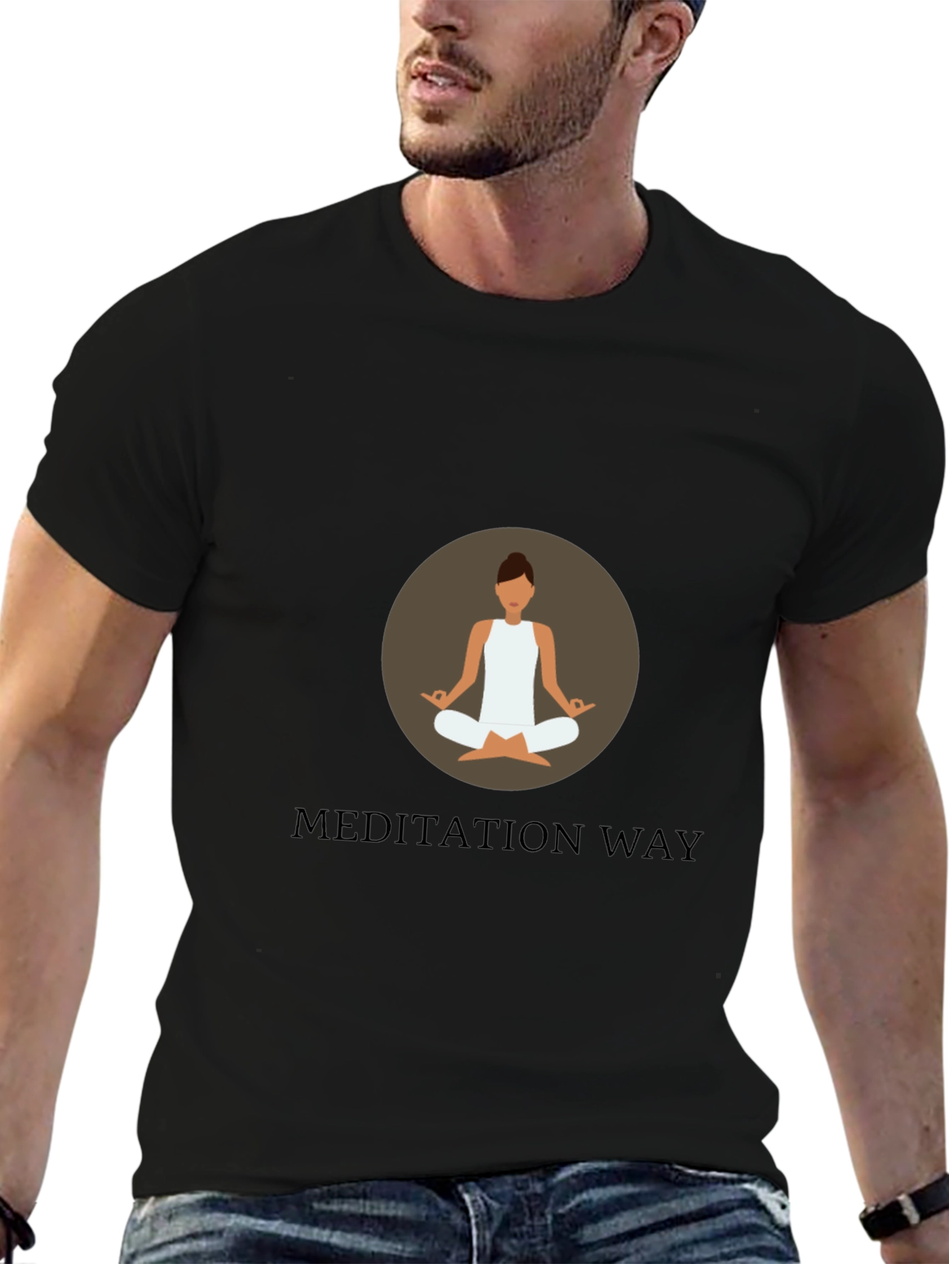 Meditation Way Black Graphic T-Shirt