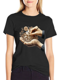 Artistic Design T-Shirt: Hand-Drawn Home Motif