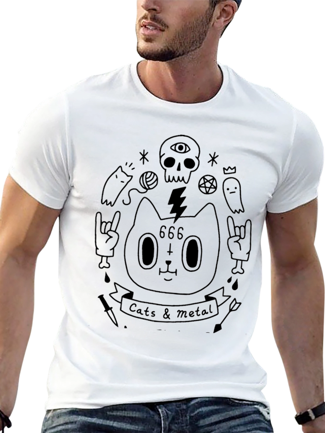 Cats & Metal Graphic Tee - Black