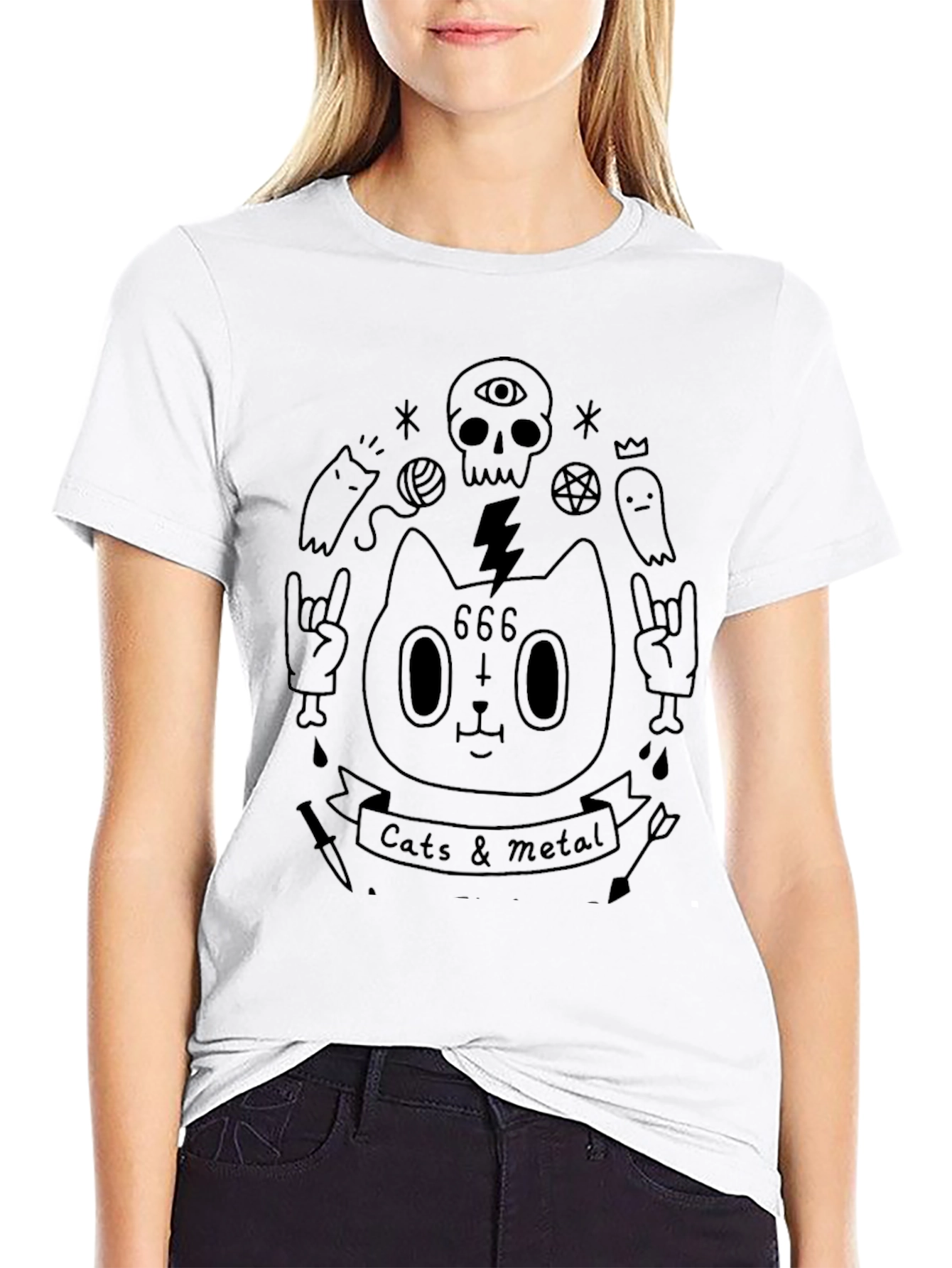 Cats & Metal Graphic Tee - Black
