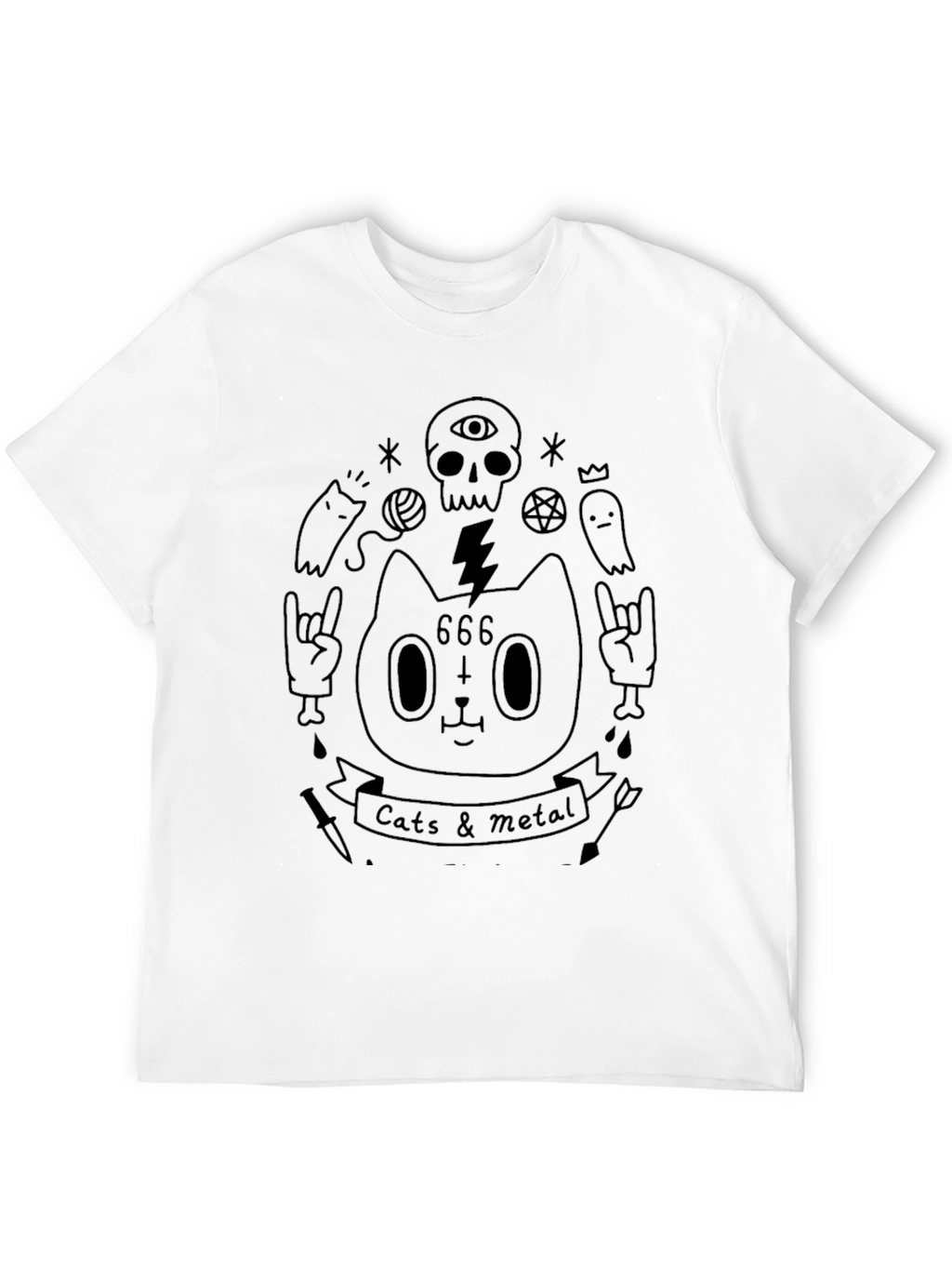 Cats & Metal Graphic Tee - Black