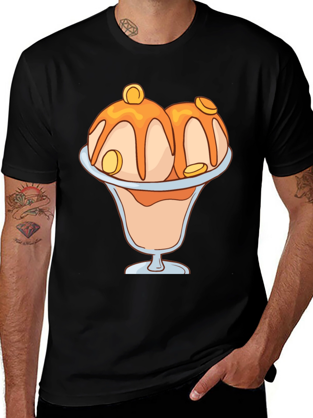 Ice Cream Sundae Graphic Tee - Black