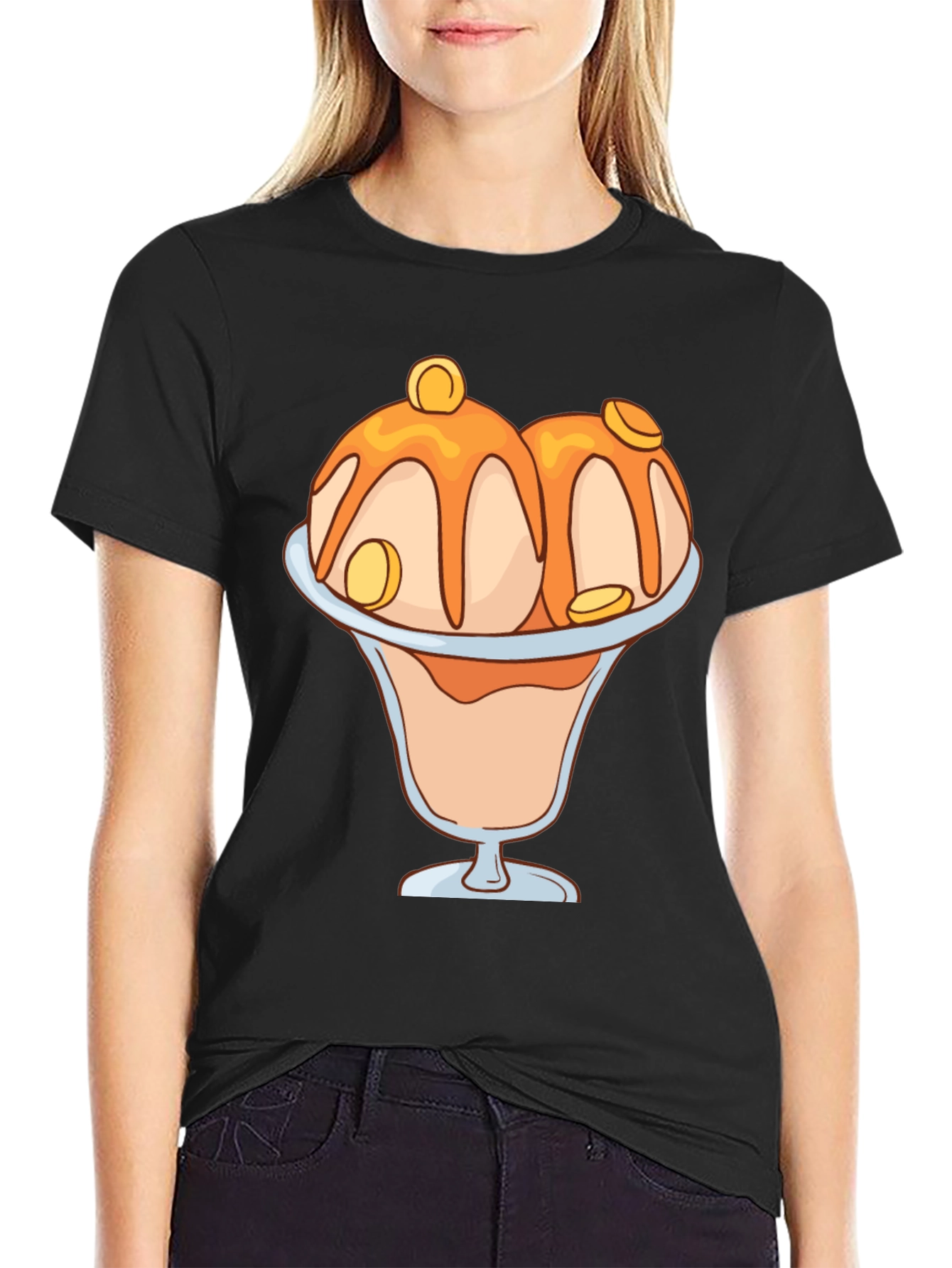 Ice Cream Sundae Graphic Tee - Black