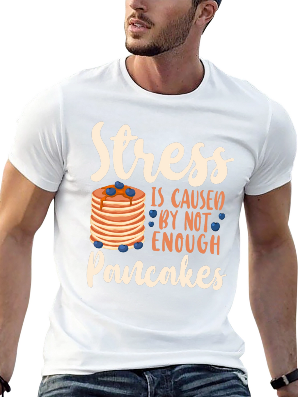 Stress Pancakes T-Shirt Funny Breakfast Lover Tee