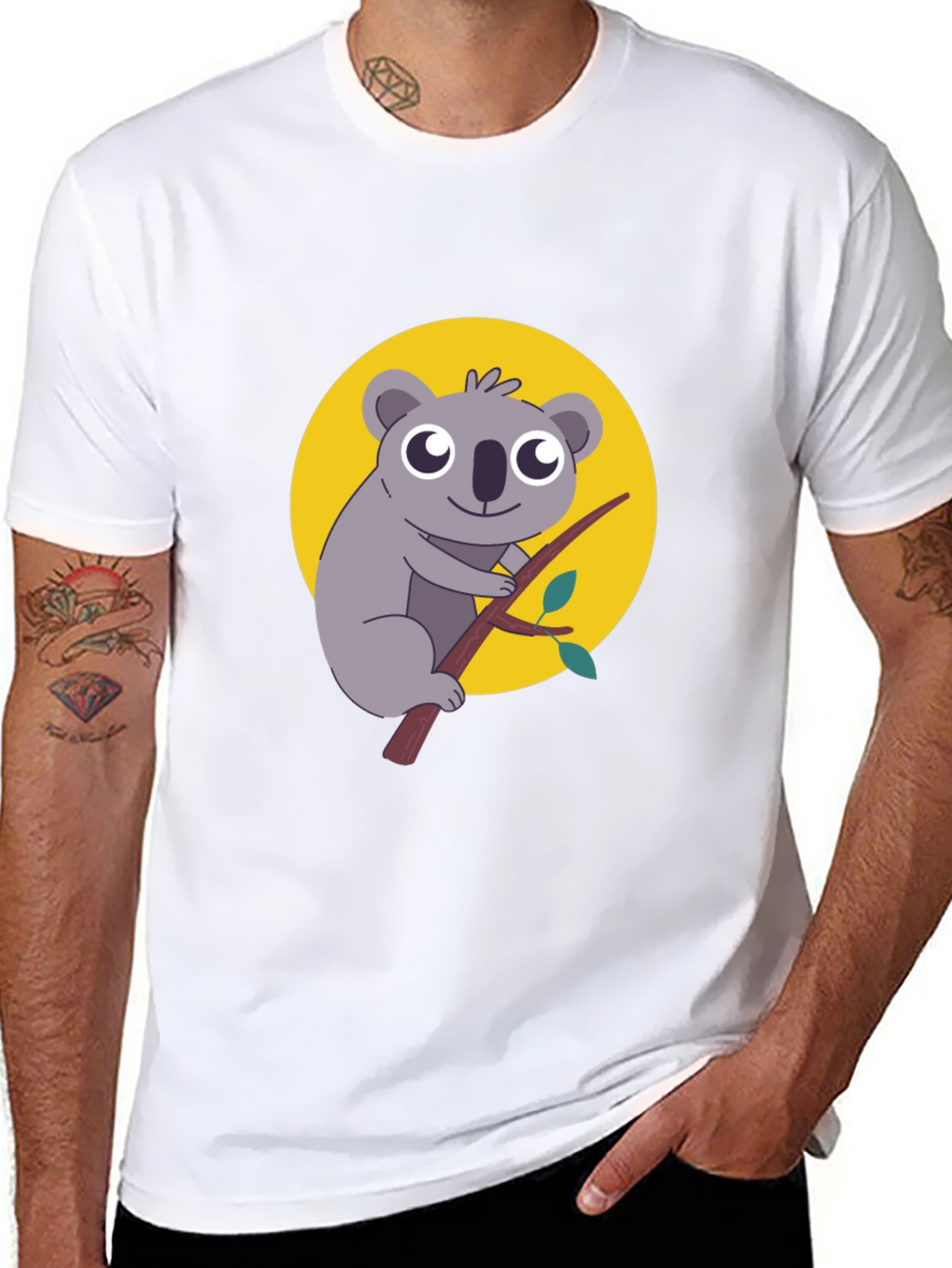 Koala Graphic Tee - Mens Black Cotton T-Shirt