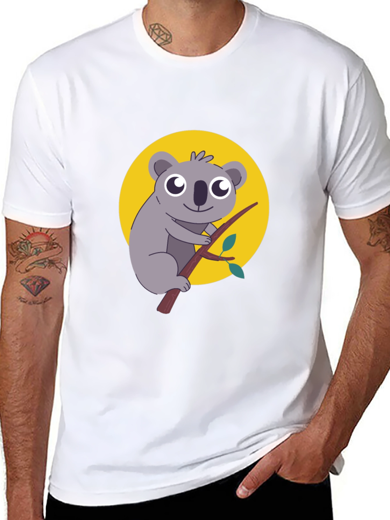 Koala Graphic Tee - Mens Black Cotton T-Shirt