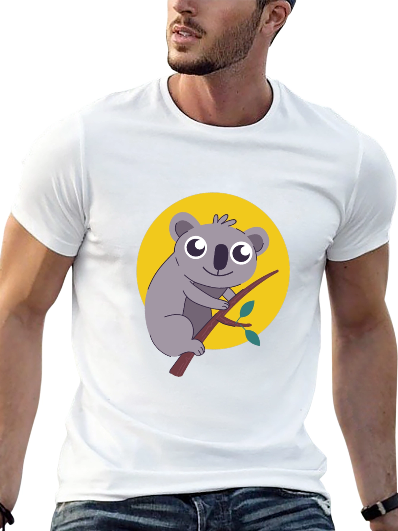 Koala Graphic Tee - Mens Black Cotton T-Shirt