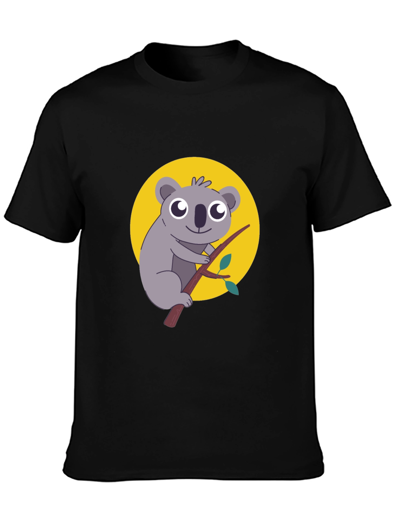 Koala Graphic Tee - Mens Black Cotton T-Shirt
