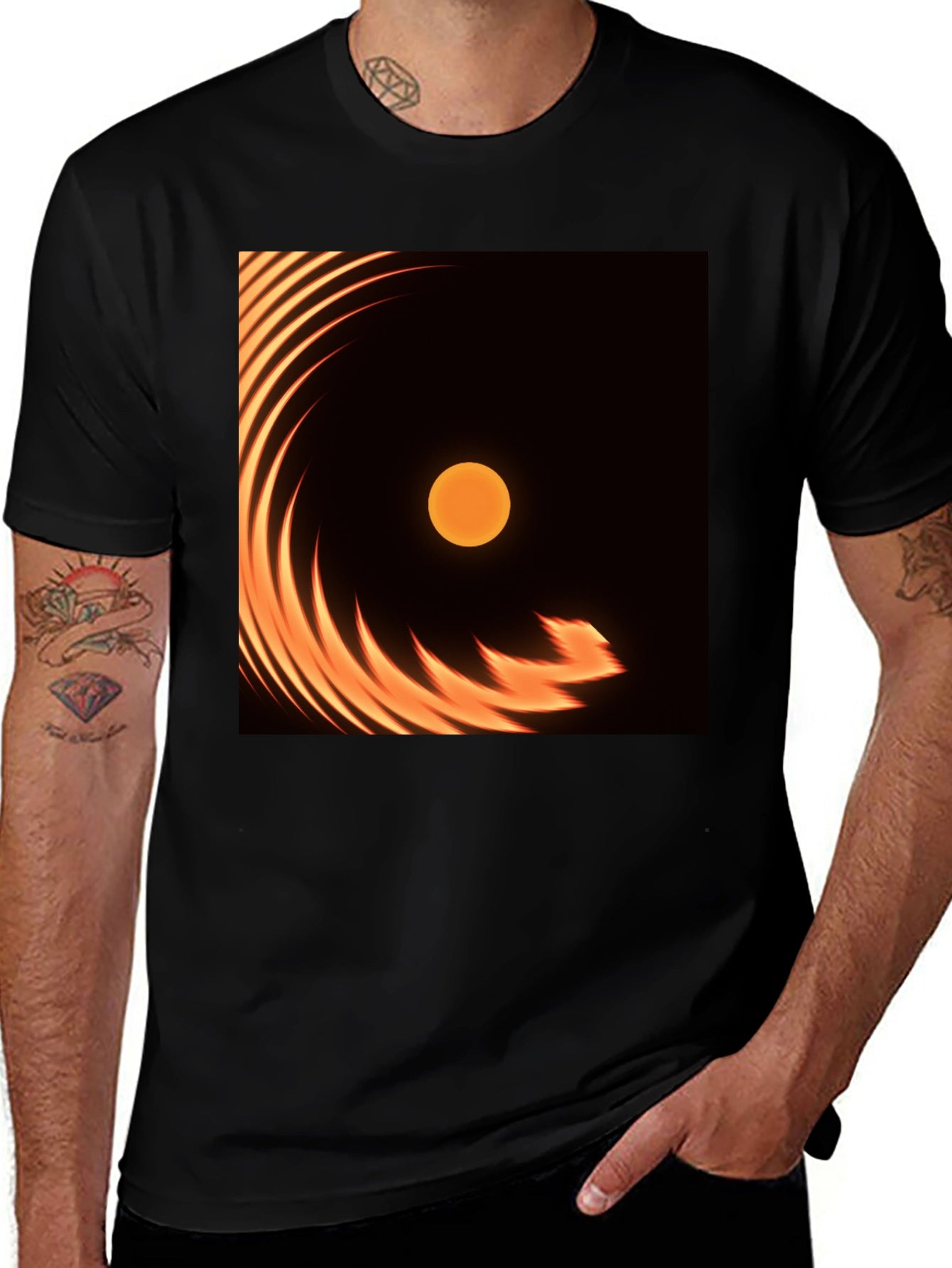Fiery Sun Graphic Tee - Black Cotton Blend