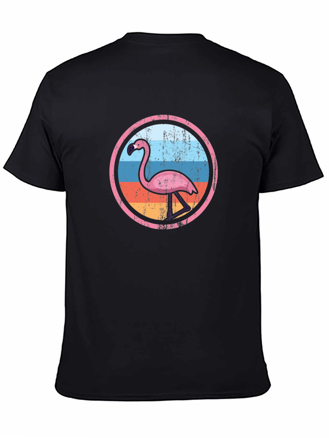 Retro Flamingo Graphic Tee - Mens Black T-Shirt
