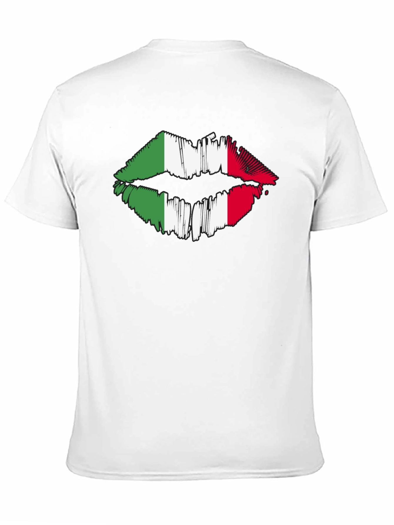 Italian Flag Lips Graphic Black T-Shirt