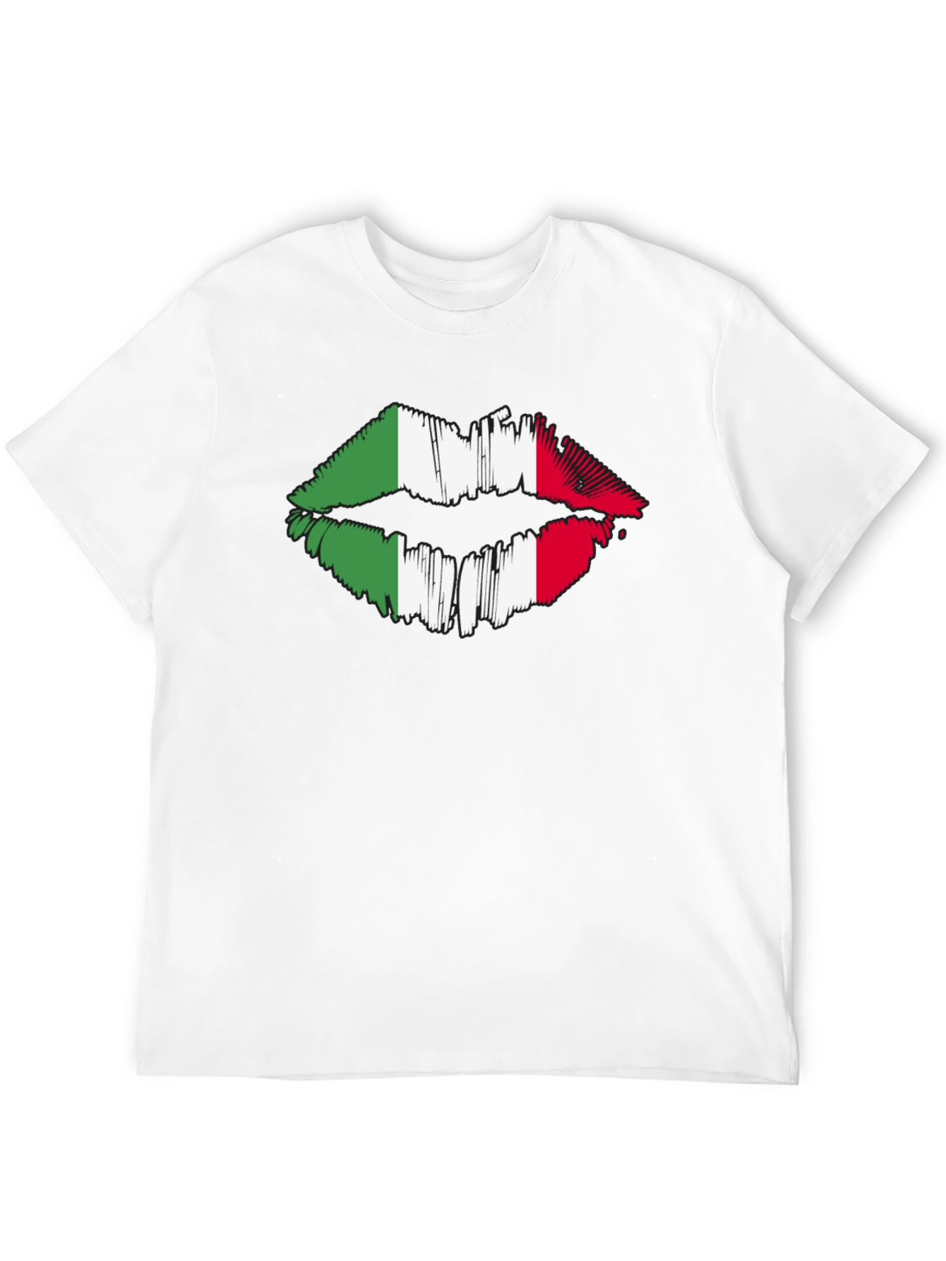 Italian Flag Lips Graphic Black T-Shirt