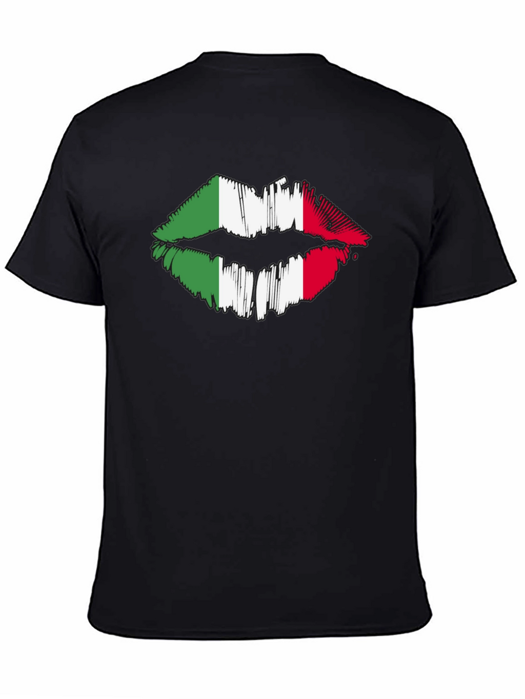 Italian Flag Lips Graphic Black T-Shirt