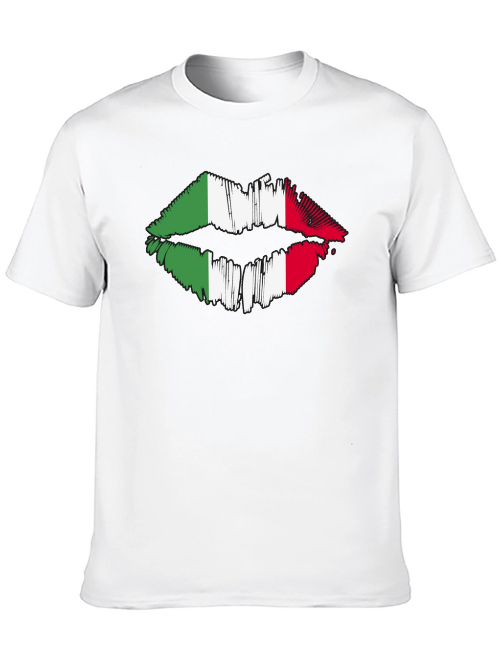 Italian Flag Lips Graphic Black T-Shirt