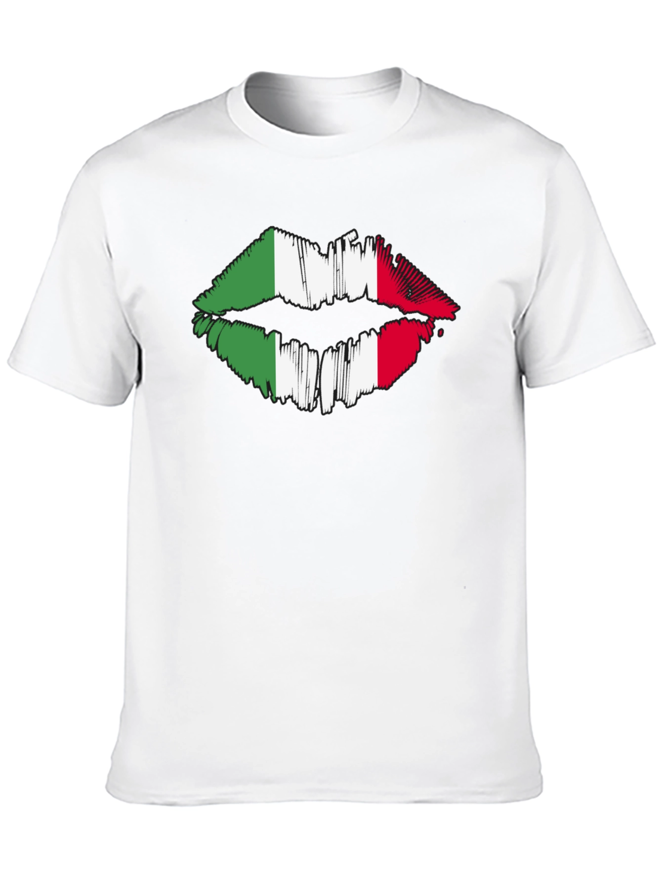 Italian Flag Lips Graphic Black T-Shirt