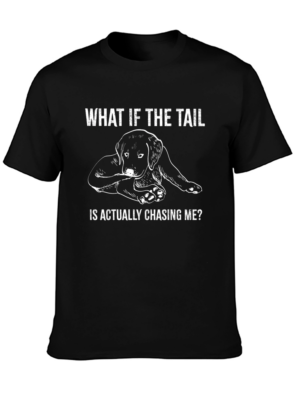 Dog Tail Chasing Funny Black T-Shirt